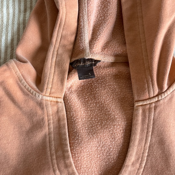 Eddie Bauer U-Neckline Peach Hoodie Pullover Sweatshirt - Picture 2 of 4